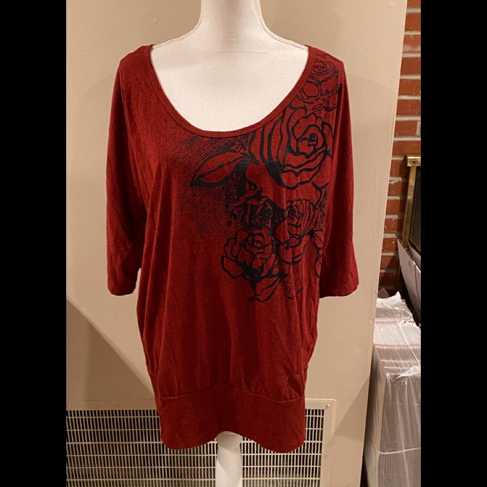 Fashion Bug 3/4 Sleeve Red Top Size 18/20